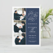 Romantic-verzoek | Foto Collage Save the Date (Staand voorkant)
