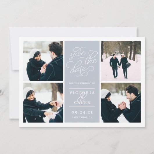 Romantic-verzoek | Foto Collage Save the Date (Voorkant)