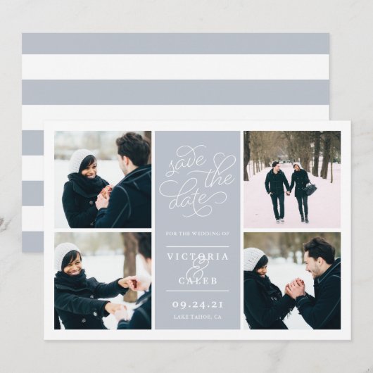 Romantic-verzoek | Foto Collage Save the Date (Voorkant / Achterkant)