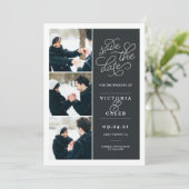 Romantic-verzoek | Foto Collage Save the Date (Staand voorkant)