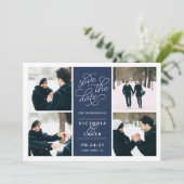 Romantic-verzoek | Foto Collage Save the Date (Staand voorkant)