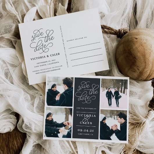 Romantic-verzoek | Foto Collage Save the Date Aankondigingskaart