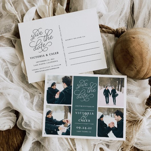 Romantic-verzoek | Foto Collage Save the Date Aankondigingskaart