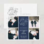 Romantic-verzoek | Foto Collage Save the Date Aankondigingskaart (Voorkant / Achterkant)