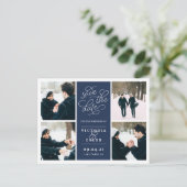 Romantic-verzoek | Foto Collage Save the Date Aankondigingskaart (Staand voorkant)