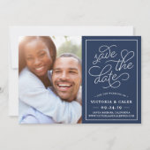 Romantic Verzoek Foto Opslaan Datum Kaart | marine (Voorkant)