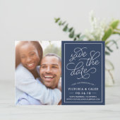 Romantic Verzoek Foto Opslaan Datum Kaart | marine (Staand voorkant)