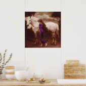 Romantic Victoriaans meisje met White Stallion Hor Poster (Keuken)