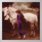 Romantic Victoriaans meisje met White Stallion Hor Poster (Voorkant)