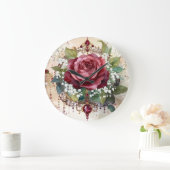 Romantic Victorian Elegant Red Rose and Rubies Grote Klok (Huis)