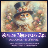 Romantic Victorian Garden Cat Decoupage  Tissuepapier