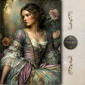 Romantic Victorian Woman Floral Portrait Decoupage Tissuepapier