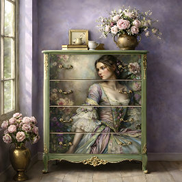 Romantic Victorian Woman Floral Portrait Decoupage Tissuepapier