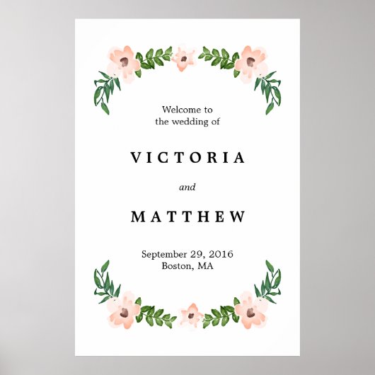 Romantic Vines Large Weddenschap Welkomstteken Poster (Voorkant)