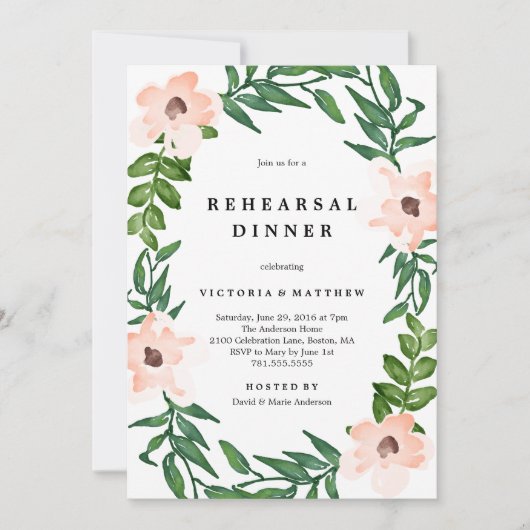 Romantic Vines Rehearsal Dinner Invitation Kaart (Voorkant)