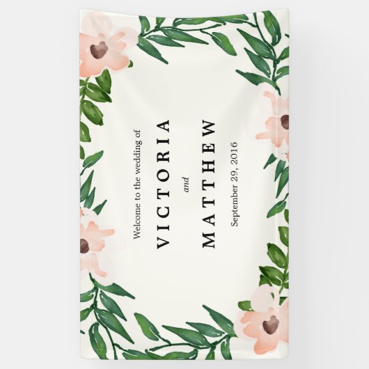 Romantic Vines Weddendag Spandoek (Verticaal)