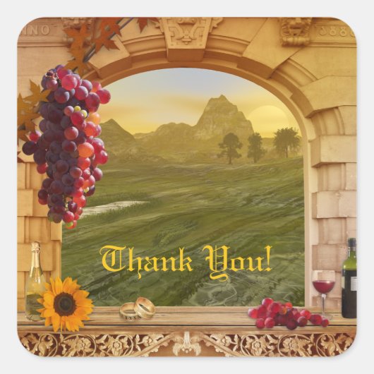 Romantic Vineyard Wedding Dank u Sticker (Voorkant)