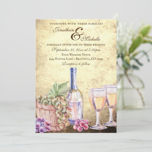 Romantic Vineyard Winery Wine Wedding Kaart (Staand voorkant)