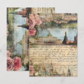 Romantic Vintage Architecture & Roses Collage Art Briefkaart (Voorkant / Achterkant)