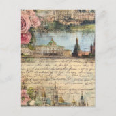 Romantic Vintage Architecture & Roses Collage Art Briefkaart (Voorkant)