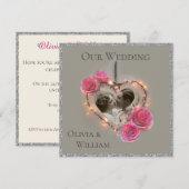 Romantic vintage bruiloft-uitnodiging kaart (Voorkant / Achterkant)