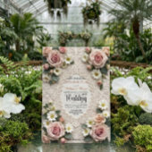 Romantic Vintage Garden Rose & Daisy Wedding Kaart