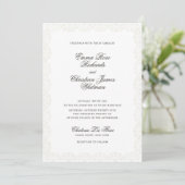 Romantic Vintage Lace Print Wedding Invitation Kaart (Staand voorkant)
