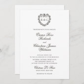 Romantic Vintage Monogram Crest Wedding Kaart (Voorkant / Achterkant)