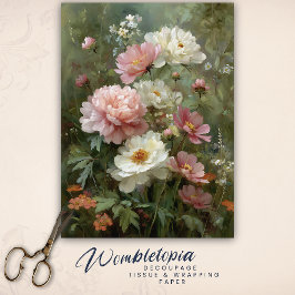 Romantic Vintage Peonies and Wildflowers Decoupage Tissuepapier