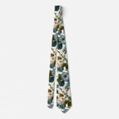 Romantic Vintage Roses White Blue Stropdas (Achterkant)