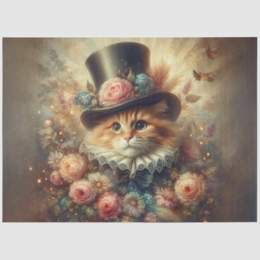 Romantic Vintage Tabby Cat Decoupage  Tissuepapier (Voorkant)