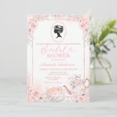 Romantic Vintage Tea Party Bridal Shower Flowers Kaart (Staand voorkant)