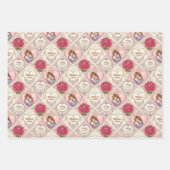 Romantic Vintage Valentine Heart & Cupid Duo Inpakpapier Vel (Voorkant 2)