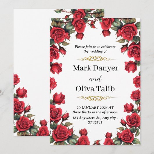 Romantic Vintage Wedding Invitation Kaart (Voorkant / Achterkant)