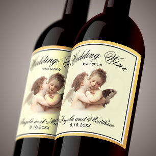 Romantic Vintage Wedding Wine First Kiss Wijn Etiket