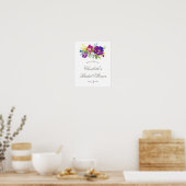 Romantic Violet Floral Vrijgezellenfeest Sign Poster (Keuken)