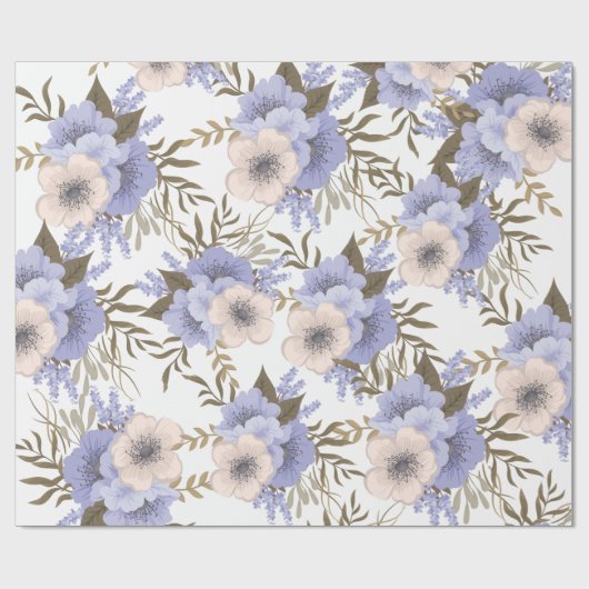 Romantic Violet & Sage Botanische Floral Cadeaupapier (Vlak)