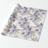Romantic Violet & Sage Botanische Floral Cadeaupapier (Uitgerold)