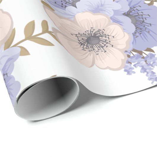 Romantic Violet & Sage Botanische Floral Cadeaupapier (Rol Hoek)