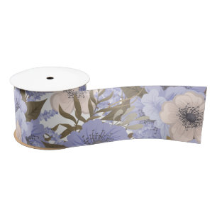 Romantic Violet & Sage Botanische Floral Satijnen Lint
