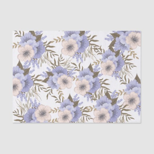 Romantic Violet & Sage Botanische Floral Tissuepapier (Voorkant)
