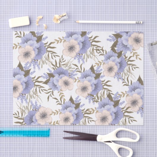 Romantic Violet & Sage Botanische Floral Tissuepapier (Craft)