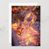 Romantic Violin & Bird Wedding Invitation | Music Kaart (Voorkant / Achterkant)