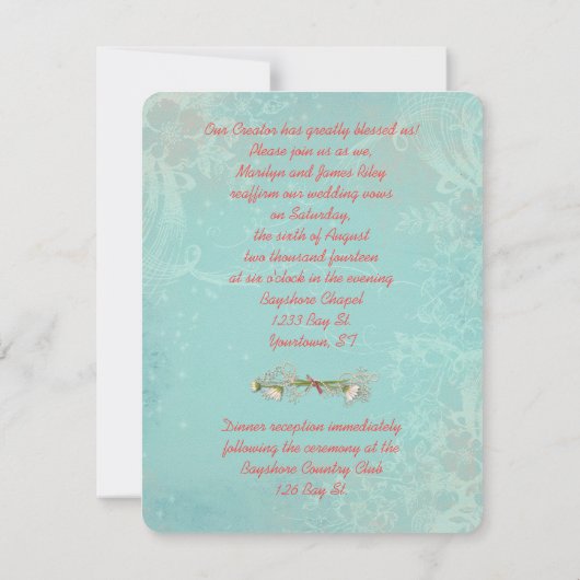 Romantic Vow Renewal Ribbon and Heart Kaart (Achterkant)