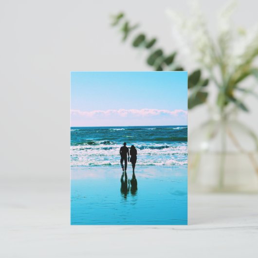 Romantic Walk op het strand Briefkaart (Staand voorkant)