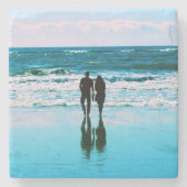 Romantic Walk op het strand - Marmer Onderzetter (Voorkant)