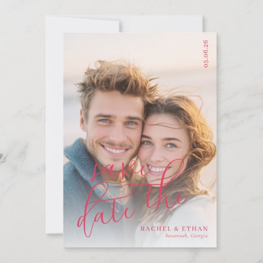 Romantic Warm Beach Photo Save The Date (Voorkant)
