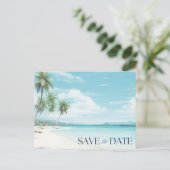 Romantic Watercolor Beach Wedding Save the Date Aankondigingskaart (Staand voorkant)