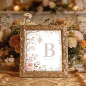 Romantic Watercolor Floral Filigree Design Poster