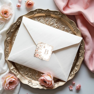 Romantic Watercolor Floral Filigree Design Vierkante Sticker